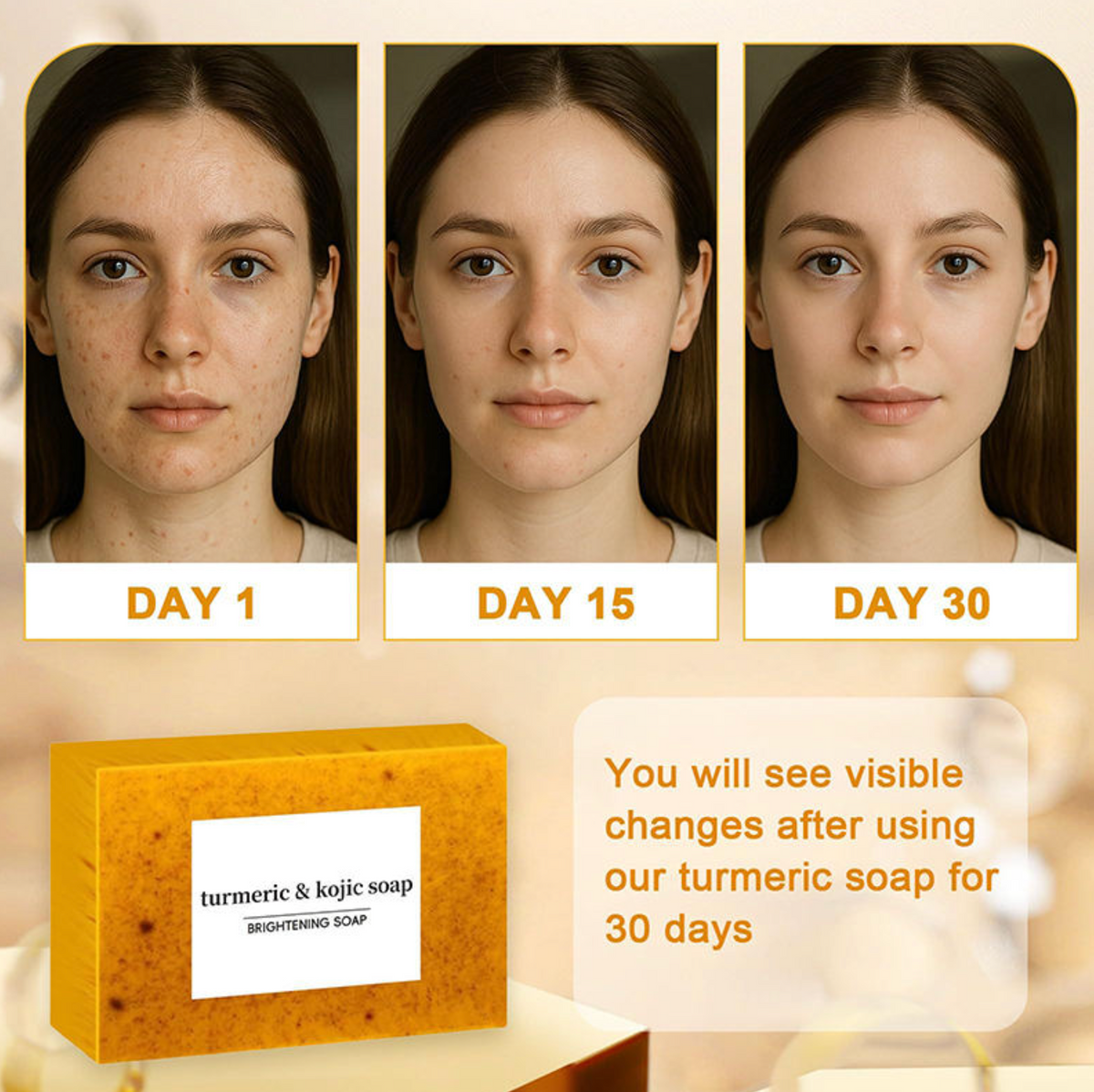 Natural Turmeric & Kojic Acid Handmade Soap – Face & Body Brightening Bar